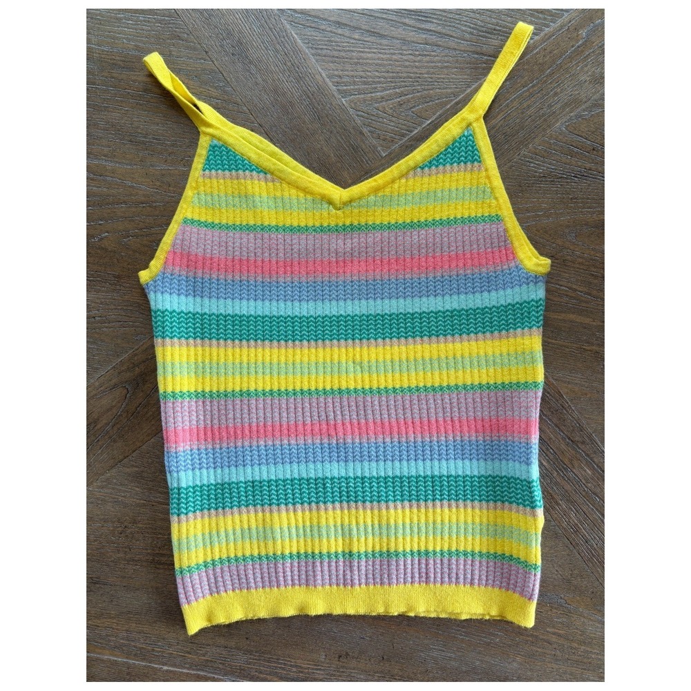 Eyeshadow Juniors Knit Camisole Top L‎ Multi Color Striped V-Neck Sweater Tank